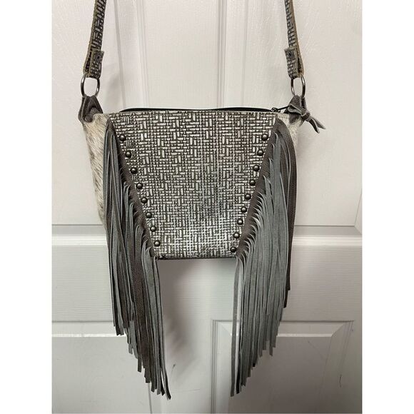 Holy Cow Culture 847 Original Leather Cowhide Fringed Crossbody Bag Gift - Picture 2 of 16